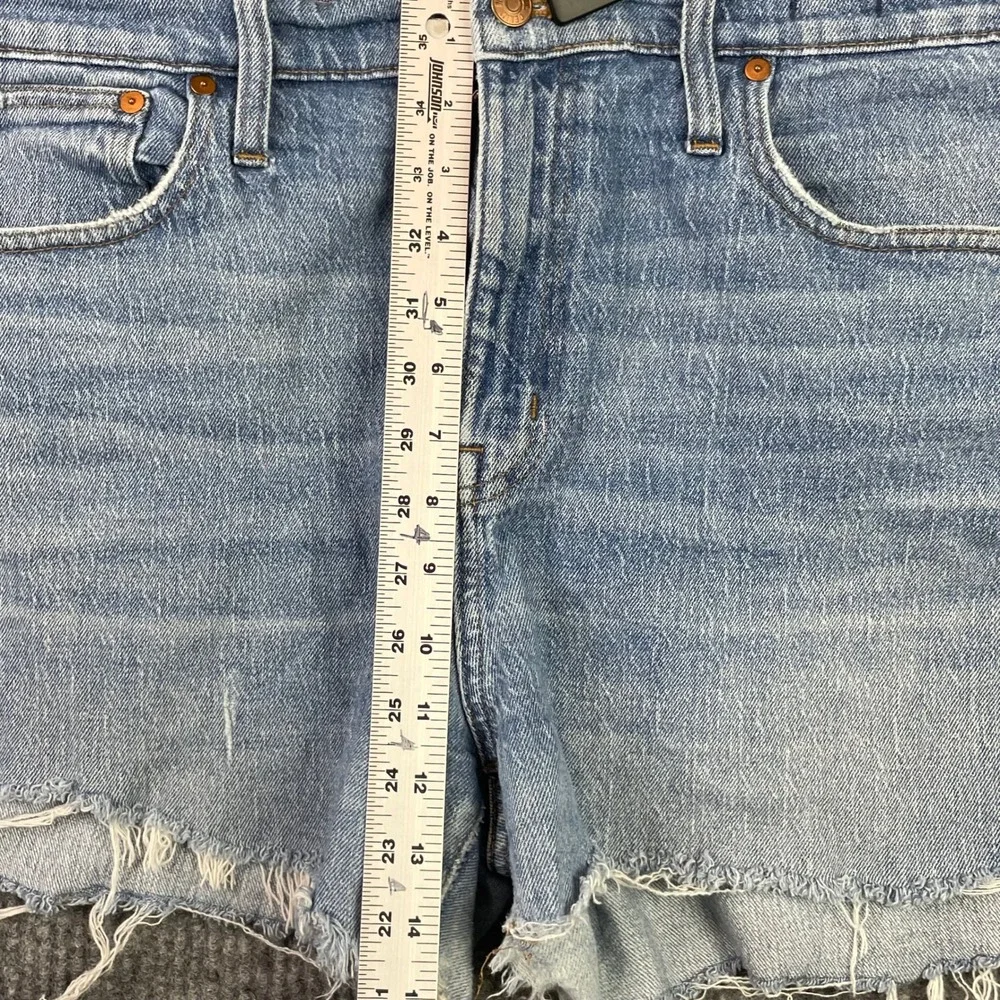 Madwell Slim Boyjean Shorts Womens 31 Blue High Rise Raw Hem Denim Cutoff